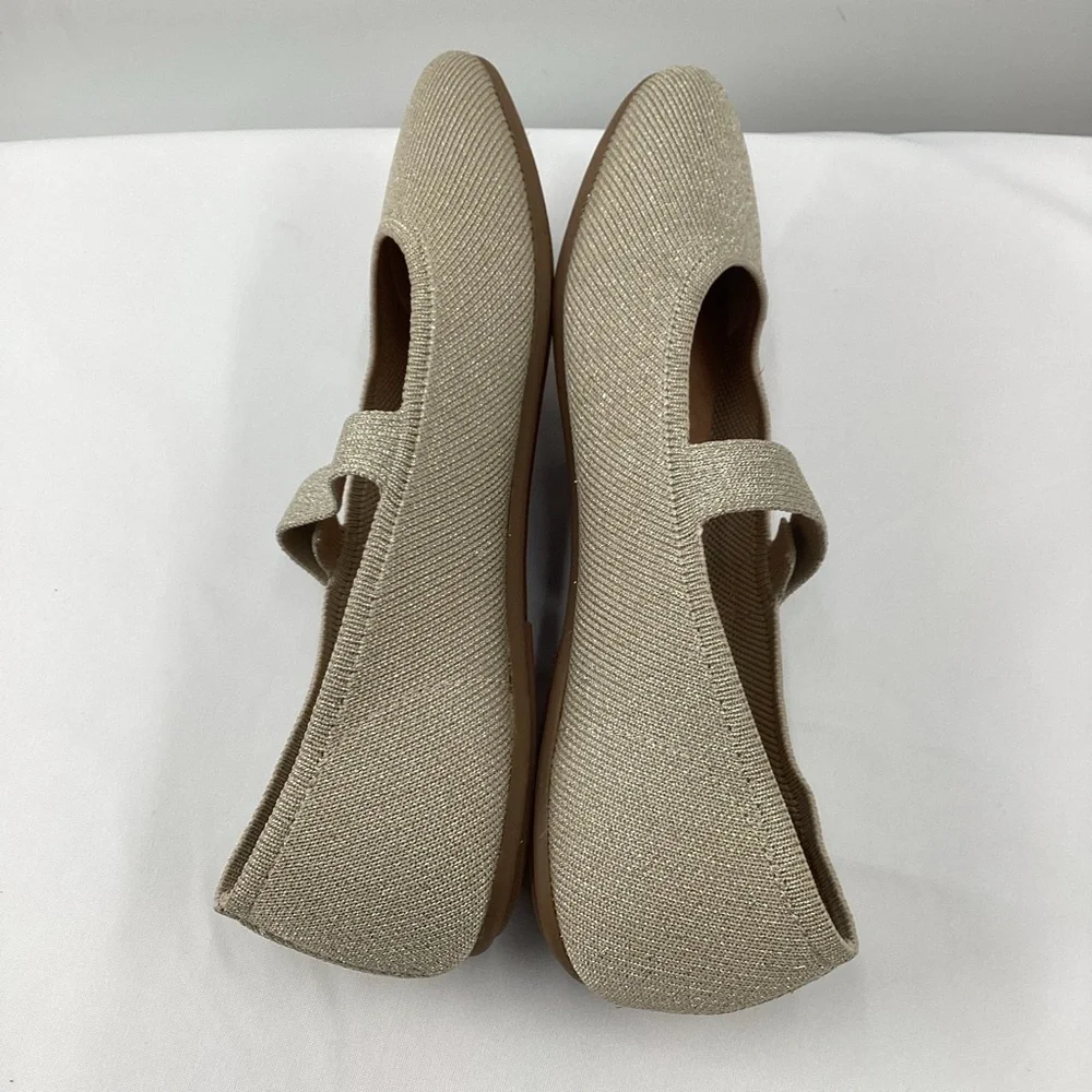 AEROSOLES Beige Knit Mary Jane Flats